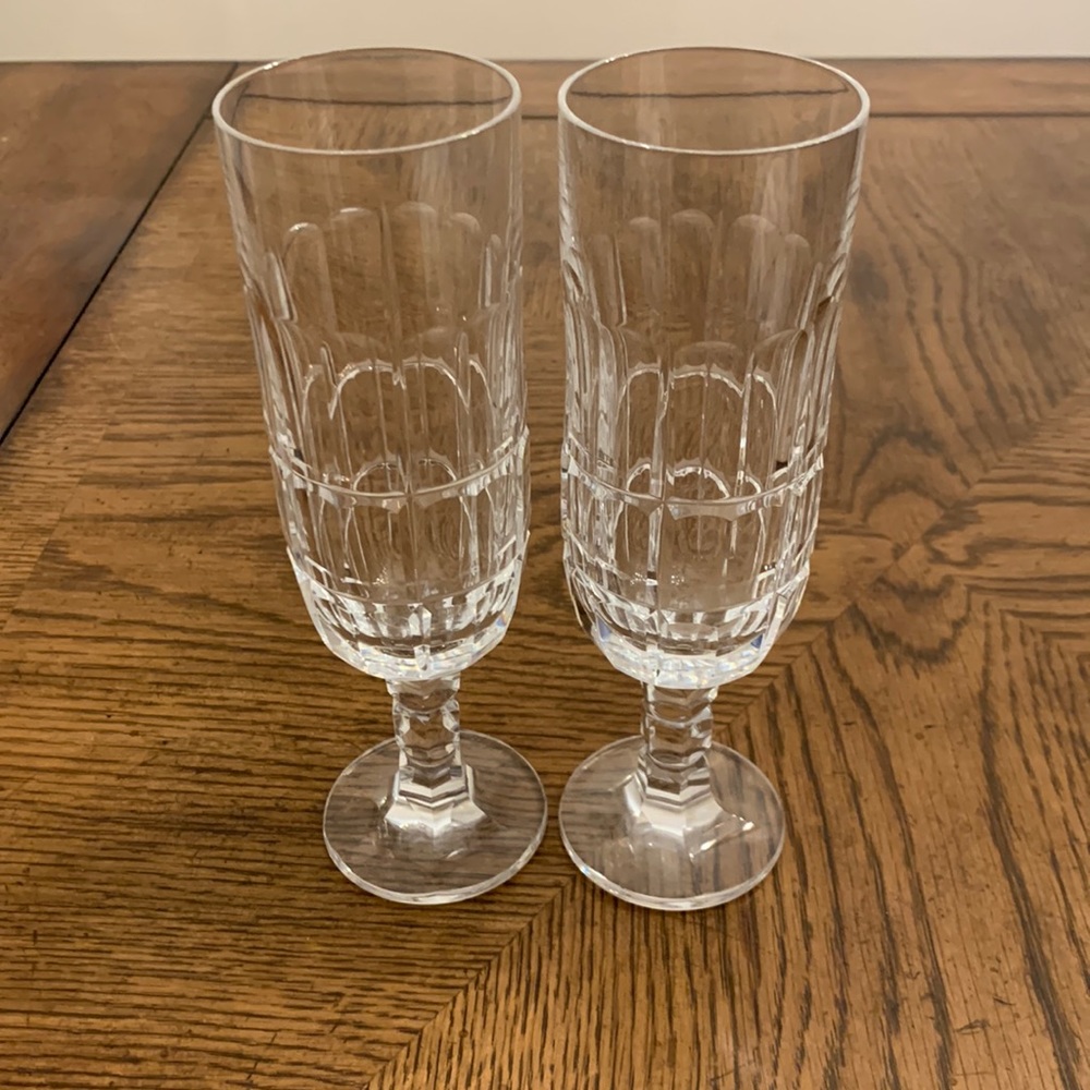 Vintage Lead Crystal champagne flute pair